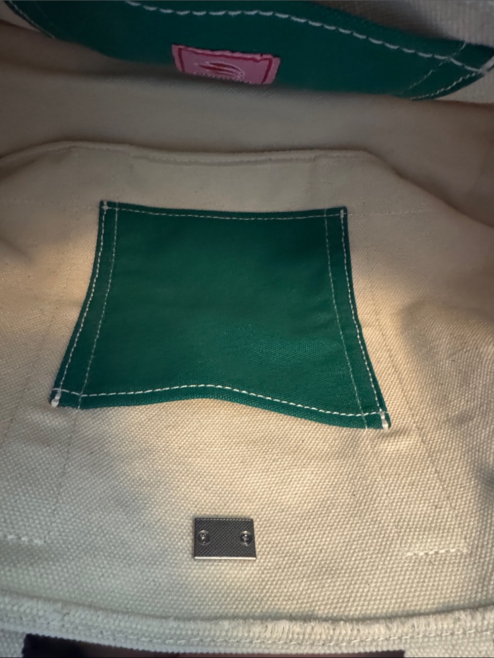 Brand NEW—Canvas Tote “Boatkin” Bag with Green Trim - NWT (LG) - Picture 4 of 7